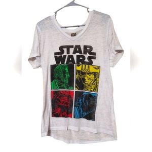 Star Wars White T-shirt with 4 Characters, Size Medium